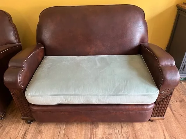Art Deco Cloud Shape Suite Faux Leather 2 Seater Sofa and 2 Single Chairs