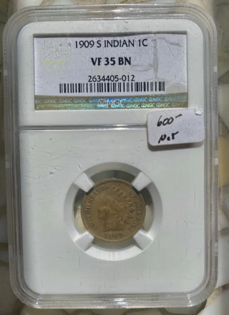 1909 s Indian head penny cent VF 35 BN NGC Certified