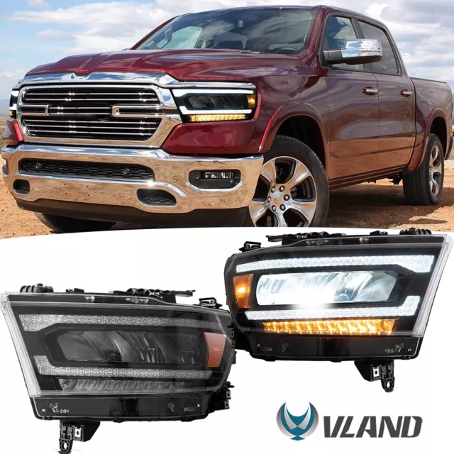 Full LED Phares Pour Dodge Ram 1500 2019 2020 2021 W/Séquentiel Indicateur Lamp 3