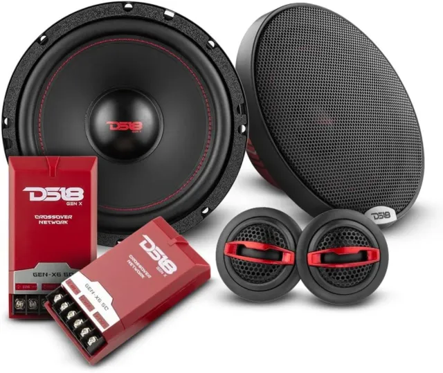 DS18 GEN-X6.5C 6.5" Component Speaker Set 2-way with Tweeters & Crossover