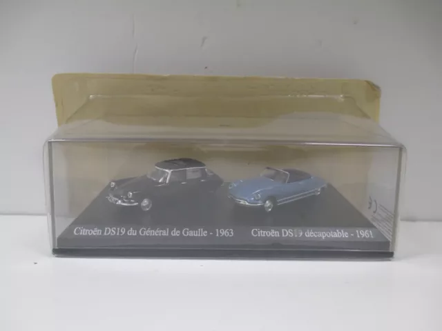 CITROEN DS19 General de Gaulle 1963 + Decapotable 1961 Coffret DUO UH ATLAS 1/87