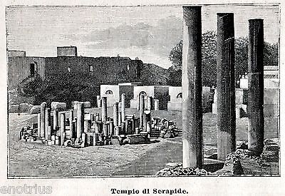 Passepartout 1878 Stampa Antica Pozzuoli: Veduta Pittoresca Campi Flegrei 