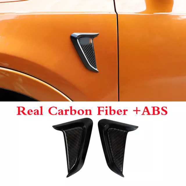 Carbon Fiber +ABS Car Front Fender Side Cover Trim Shark Gills Side Vent Sticker