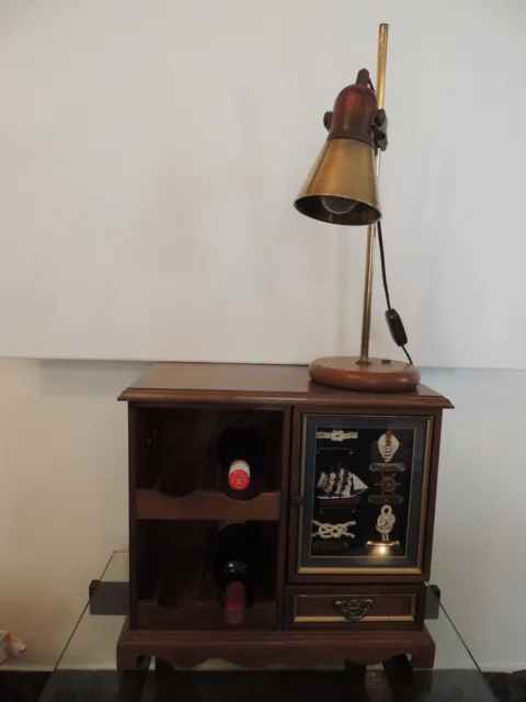 Old Wooden Furniture with Screwed Up Brass & Wooden collectible Lamp
