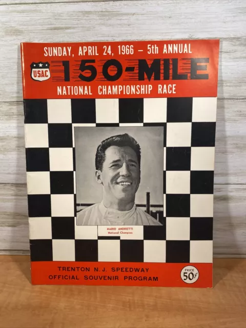 Trenton Speedway USAC Indy Car Race Program 4/24/1966 Mario Andretti AJ Foyt