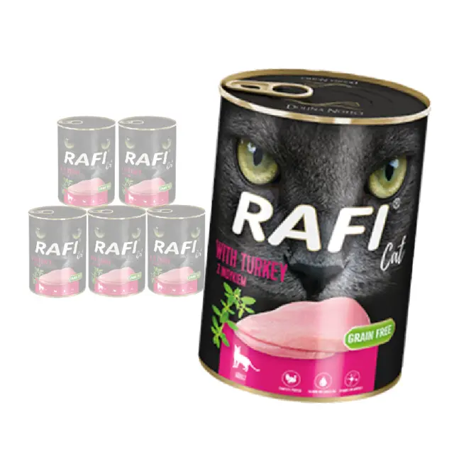 RAFI CAT ADULT nourriture humide sans céréales pour chat à la dinde, 6 x...