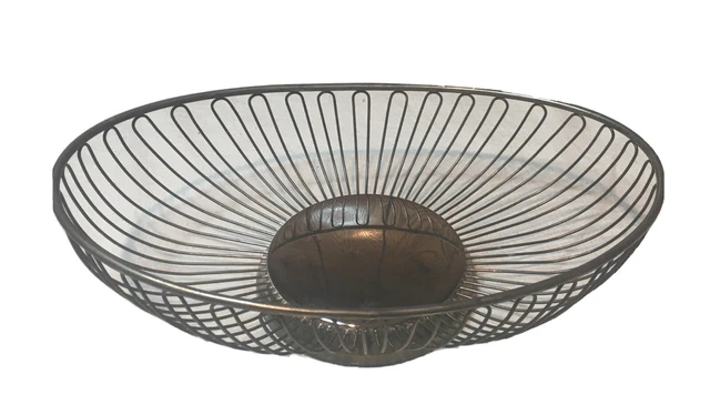 Silver Plated Wire Bread Basket 12”x7”x3” Centerpiece