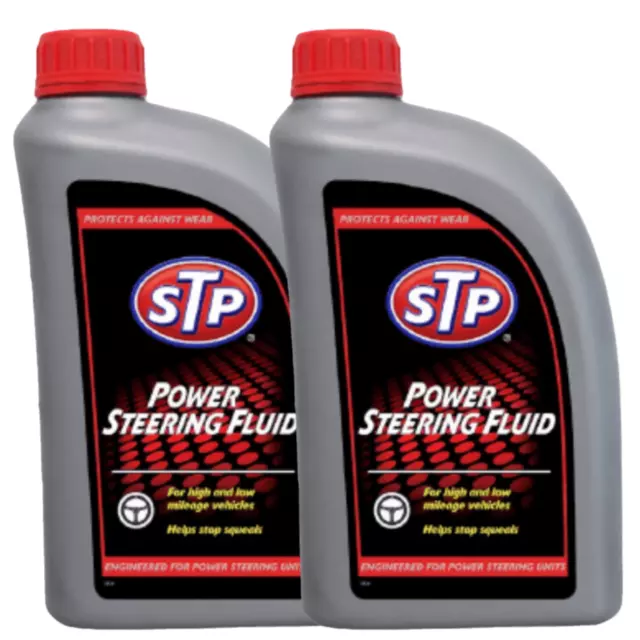 STP Power Steering Fluid 950ml Stop Squeals Protects Wear High Low Mileage x 2