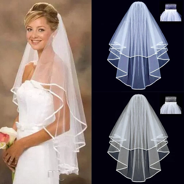 Tul Boda Dos Capas Con Peine Novia Blanco para Boda Accesorios'JO