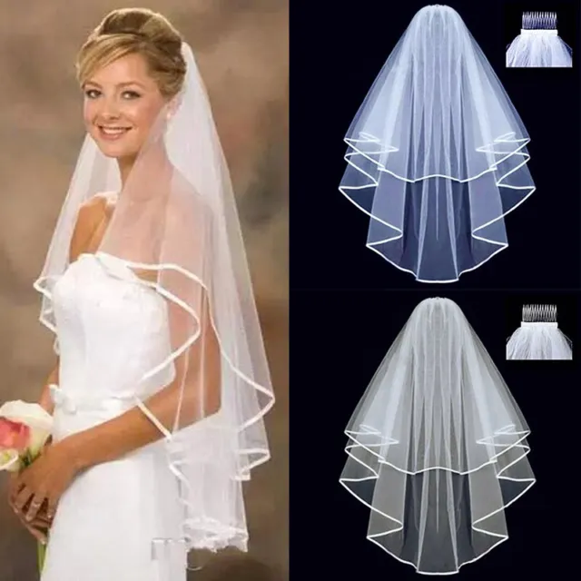 Tulle Wedding Two Layer With Comb White Bridal for Wedding Accessori;d'