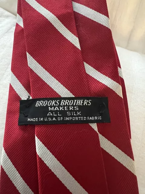 BROOKS BROTHERS RED Silk Tie White Striped VTG USA Imported Fabric ...