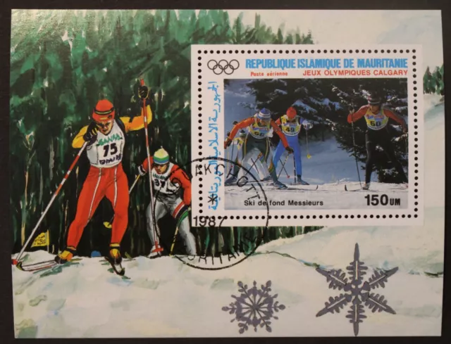 Mauretanien: Michel Block-Nr. 69 "Olymp. Winterspiele´88" aus 1987, gestempelt