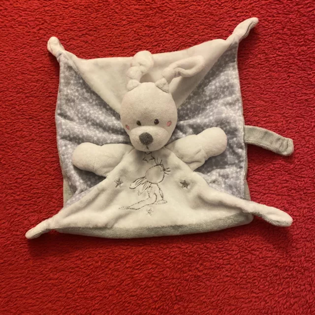 🇫🇷Doudou Lapin Blanc Gris Étoiles Argentées Tétine SIMBA TOYS KIABI COMME NEUF