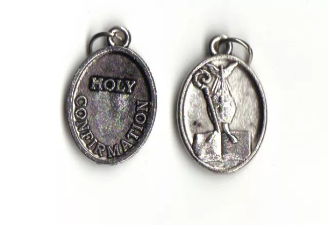 Holy Confirmation with dove on reverse   Devotional 1" Silver tone Medal