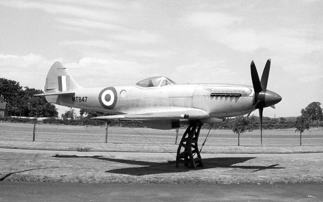 Supermarine Spitfire FR.XIVe, MT847 at RAF Cosford, Aug 1967 - original B&W neg