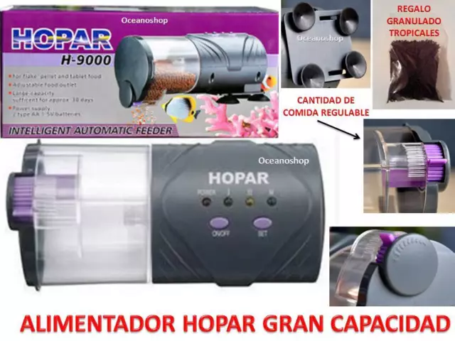 REGALO COMIDA 60 GR COMEDERO AUTOMATICO HOPAR alimentador peces Acuario Pecera