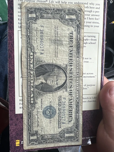 1957 A Blue Seal $1 One Dollar Silver Certificate Bill - Old Paper Money