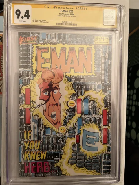 E-man #20 (1984) CGC Signature Series 9.4 Signed Joe Staton *Only One In Census*