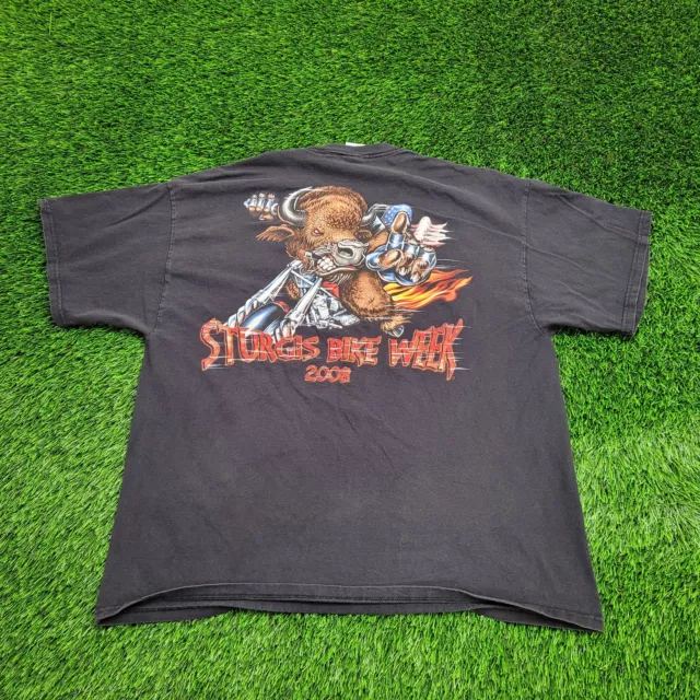 Sturgis Bike Week Bull Biker Rally Shirt XL-Short 23.5x28 (Tag 2XL) Black 2008