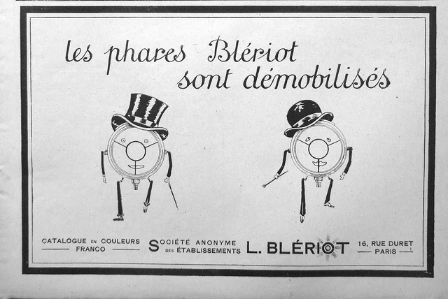 Publicité De Presse 1919 Les Phares Blériot Sont Démobilisés - Advertising