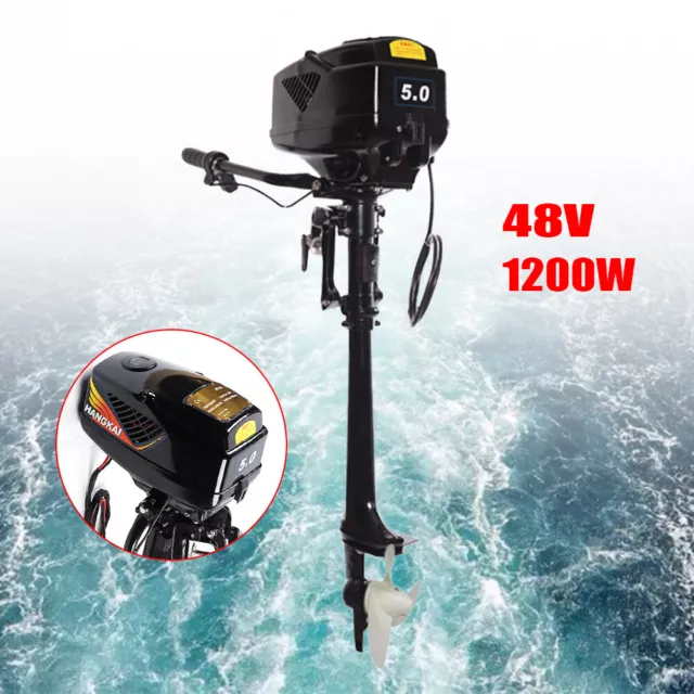 HANGKAI 48V 1200W Electric Outboard Engine Brushless Boat Motor LongShaft 18km/h