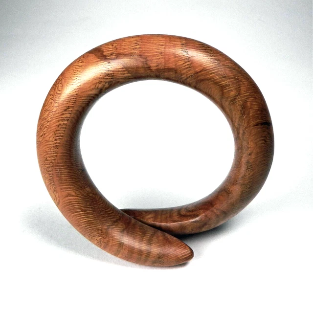 Vintage Jordan Schlanger Carved Oak Burl Wood Large Horn Bangle, One-Of-A-Kind