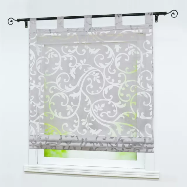 Roman Blinds Floral Adjustable Curtains Voile Window Sheer Net Curtains Tab Top