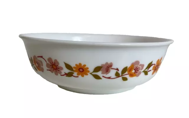 Arcopal Scania Cereal Soup Breakfast Shallow Bowl Orange Floral Retro 1970s