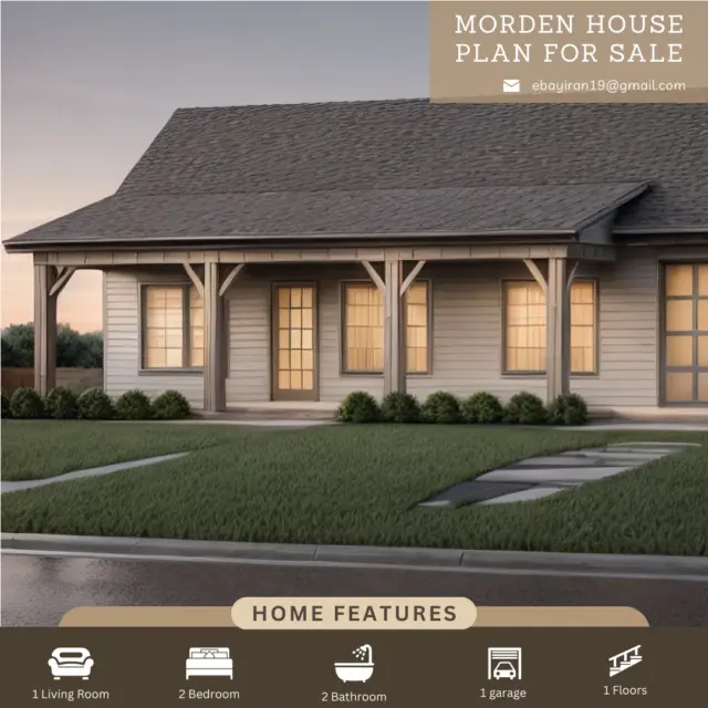 52' x 39' 9"  Custom Modern House Plan - 2 BR, 2 Bath + Free CAD File Included