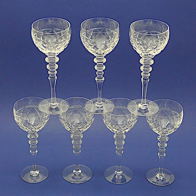 SEVEN ROYAL BRIERLEY Bruce Triple Blade Stem Hock/Wine Glasses 19cm