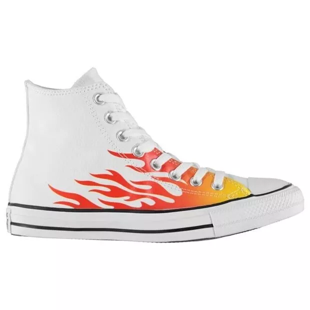 LADIES RETRO WHITE Flames Canvas Hi Top Baseball Boots Trainers Bnib Uk 6 39 24.99 PicClick UK