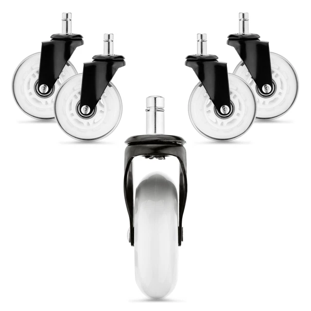 5x roulette pour chaise de bureau - Roue de rechange 11 / 22 mm pour sol dur