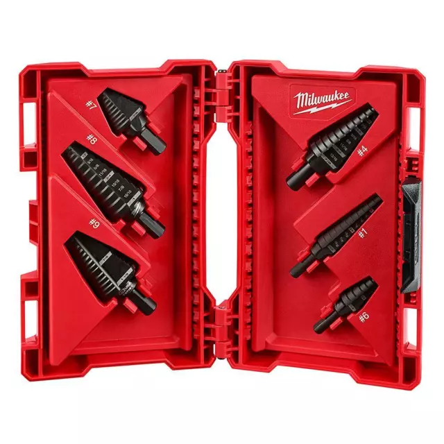 Milwaukee Black Oxide Step Drill Bit 6 Pcs Set Rapid Strike Tip Tool Jam Free