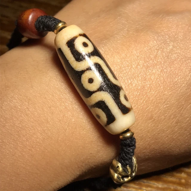 Himalayan Tibetan DZI Beads Old Agate Lucky 9 Eye Totem Amulet Bracelet