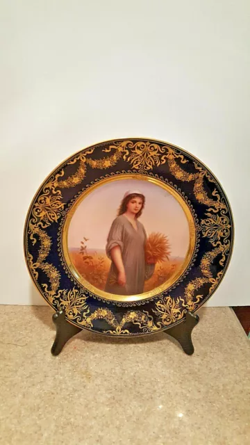 19C Hand Paint Royal Vienna BIG Portrait Plate Very Gorgeous Ruth  Great Quality