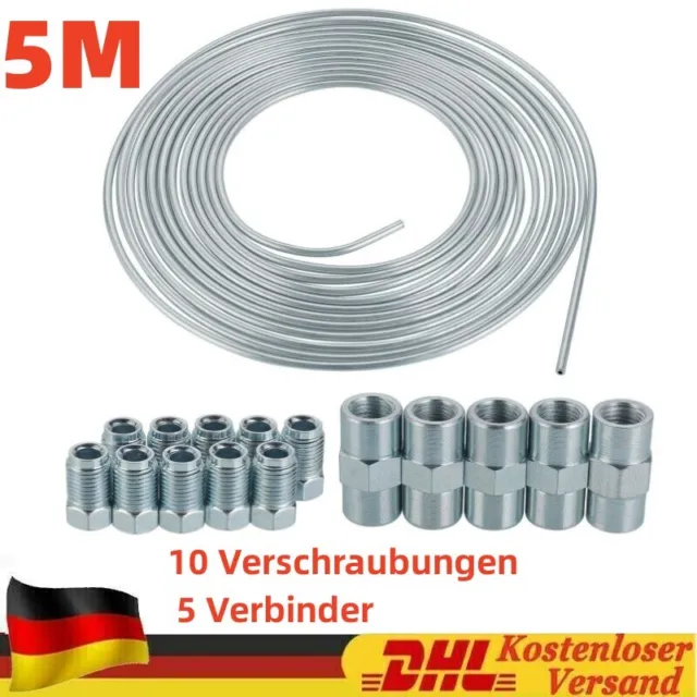 5M Ø4,75mm Bremsleitung Bremsrohr Stahl + 10 Verschraubungen + 5 Verbinder