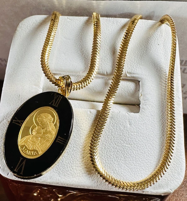 18K 750 Saudi Real Gold Black onyx Maria & Son Necklace 18” Long 3mm 10.3g 18K 750 Saudi Real Gold Black onyx Maria & Son Necklace 18” Long 3mm 10.3g