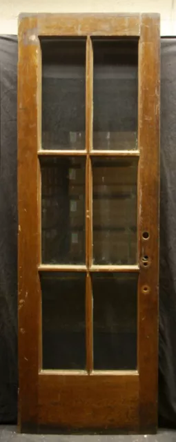 30"x84"x1.75" Antique Vintage SOLID Wood Wooden French Door Window Wavy Glass 2
