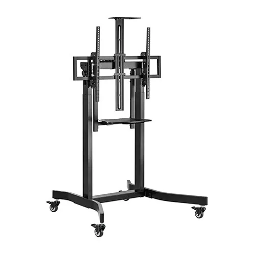 Brateck Deluxe Motorized Large TV Cart with Tilt, Equipment Shelf and Camera Mou
