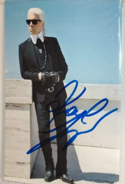 Autograph Karl Lagerfeld Foto Original Signiertes Kl Fashion Hand Signed Art Mod