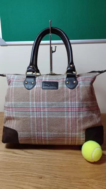 Joules pink tweed bag clearance
