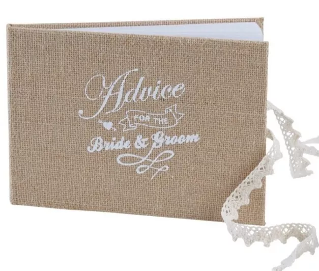 Ginger Ray Vintage Style Hessian Advice For The Bride & Groom Wedding Book - New