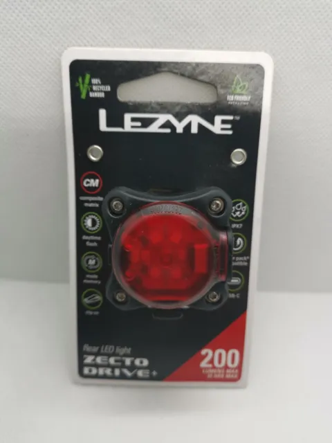 Lezyne Zecto Drive 200+ Lumens Rear Bike Light, 35 Hrs Run,time USB Rechargeable
