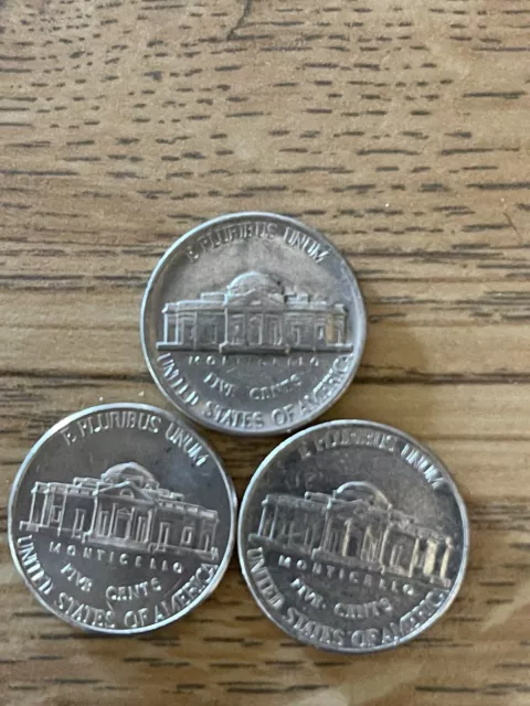 Lot Of 3 Five Cents Nickel Coin E Pluribus Unum United States Of America USA