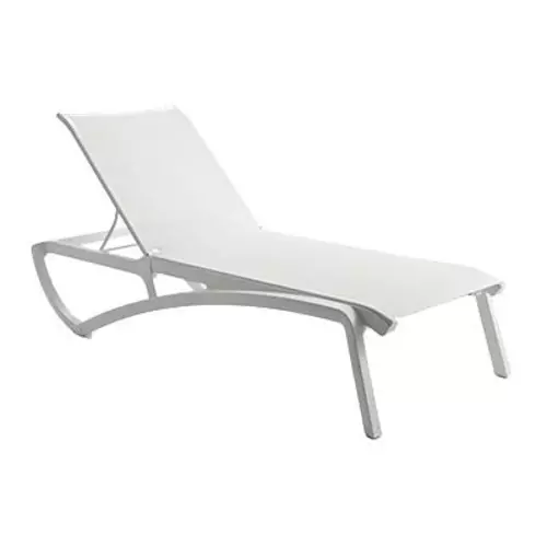 Grosfillex UT740096 Sunset White Fabric Outdoor Stacking Chaise Lounge - 12 Each