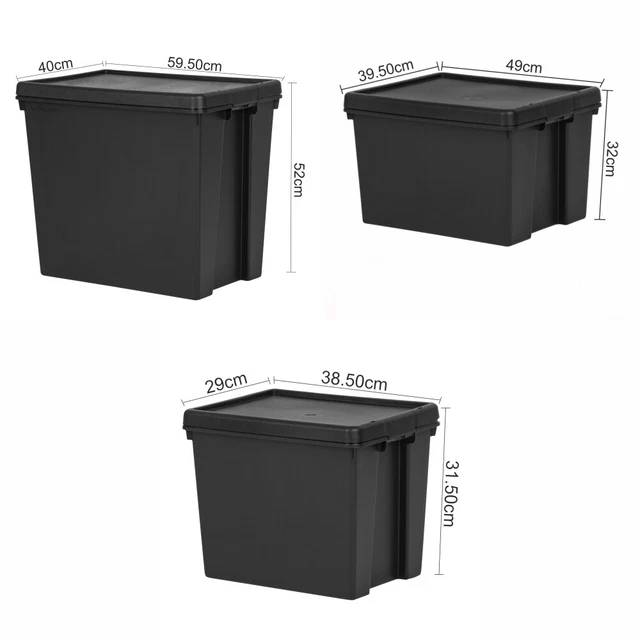 HEAVY DUTY RECYCLED Plastic Stackable Storage Box With Lids (24L/45L ...