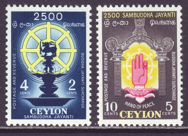 Ceylon 1956 SC B1-B2 MH Set 2500. buddhistisches Jahr