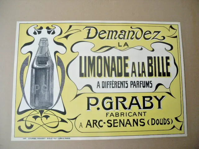 Ancienne Affiche Set De Table Publicitaire Vintage Limonade  Bille  Bistot Bar
