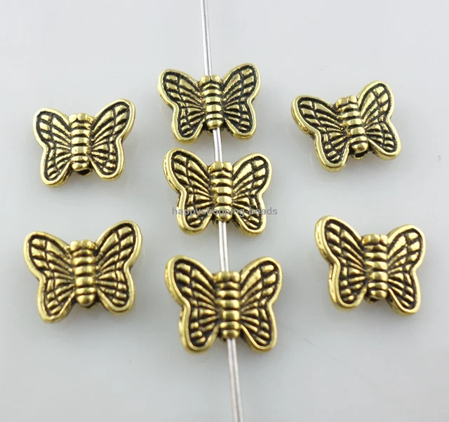 80 un. cuentas espaciadoras sueltas de oro oscuro mariposa 8,5x10,5 mm ajuste fabricación de joyas