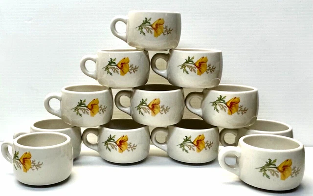 Authentic Santa Fe Railroad California Poppy Short Coffee Cup -- No Saucer